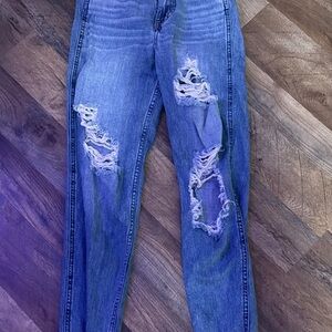 Hollister Blue Skinny Jeans with Distressed Details